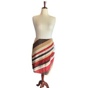 Vintage Margaret Godfrey Genuine Suede Stripe Skirt | Patchwork | 12P | NWT